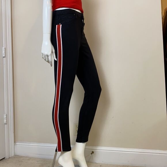 Asos Jeans Size 28 Black with Red Stripe Topshop - Picture 5 of 12